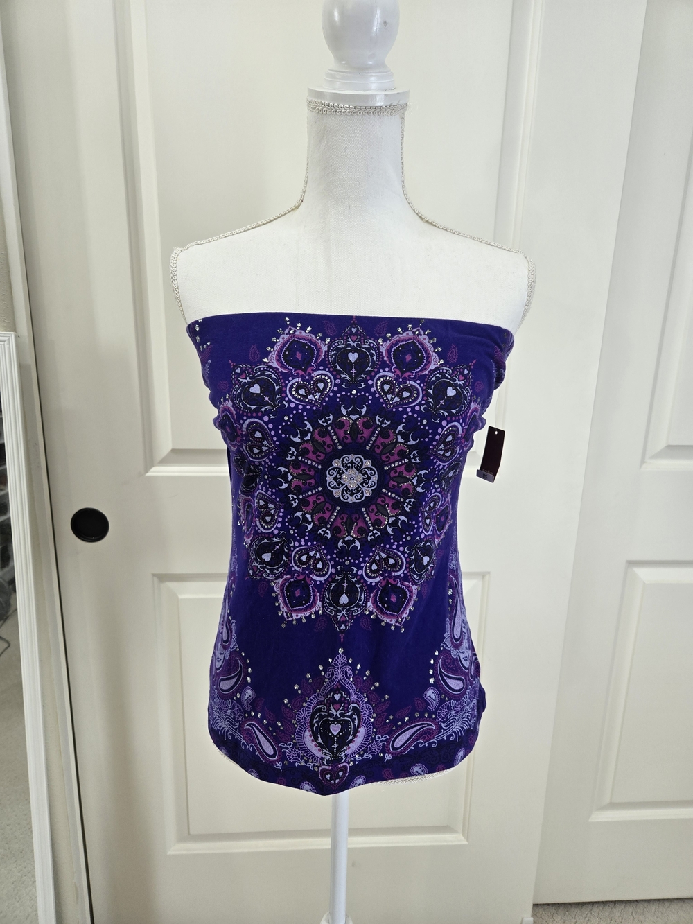 Vintage Dark Purple/Magenta/Lt Purple Patterened Tube-Top